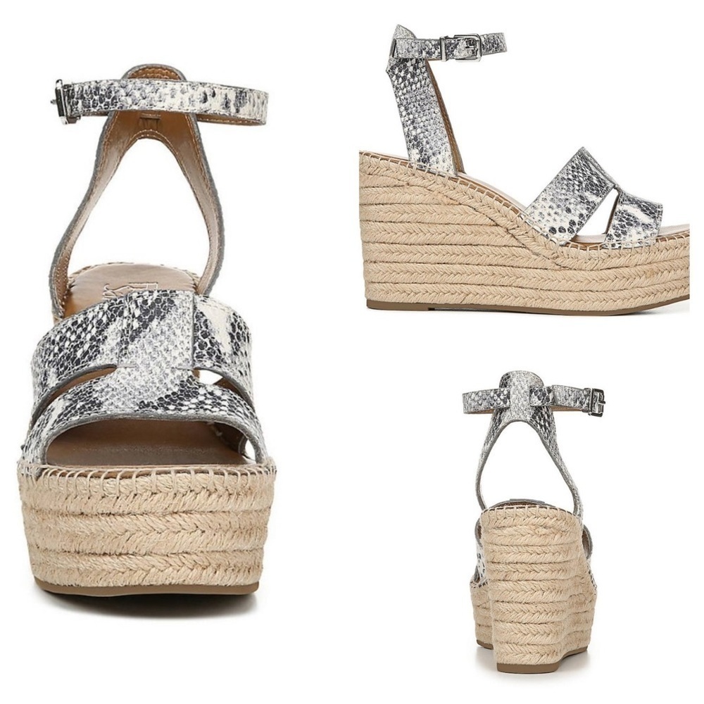 FRANCO SARTO Talya Espadrille Wedge Sandal Snake print size 9.5 M